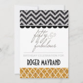 Glitter Black, Silver en Gold Birthday Invite Kaart (Voorkant)