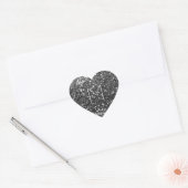Glitter Black Silver Grey Metallic Minimale Monogr Hart Sticker (Envelop)