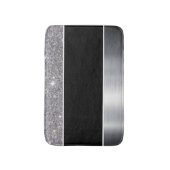 Glitter Black Silver Pattern Afdrukontwerp Badmat (Voorkant Verticaal)