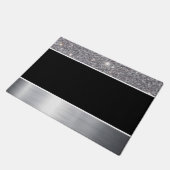 Glitter Black Silver Pattern Afdrukontwerp Deurmat (Schuin)