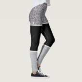 Glitter Black Silver Pattern Afdrukontwerp Leggings (Rechts)