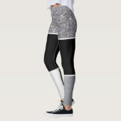 Glitter Black Silver Pattern Afdrukontwerp Leggings (Links)