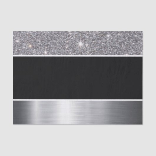 Glitter Black Silver Pattern Afdrukontwerp Tissuepapier (Voorkant)