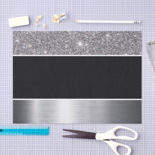 Glitter Black Silver Pattern Afdrukontwerp Tissuepapier (Craft)
