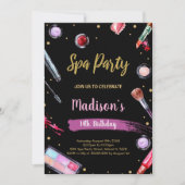 Glitter Black Spa Uitnodigingen voor verjaardag (Voorkant)