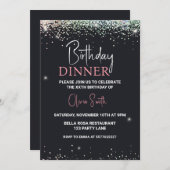 Glitter Black Sparkle Verjaardagsdiner Kaart (Voorkant / Achterkant)