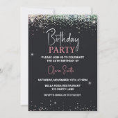 Glitter Black Sparkle verjaardagsfeestje Kaart (Voorkant)