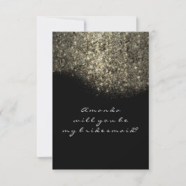 Glitter Black White Confetti Bridesmaid Kaart