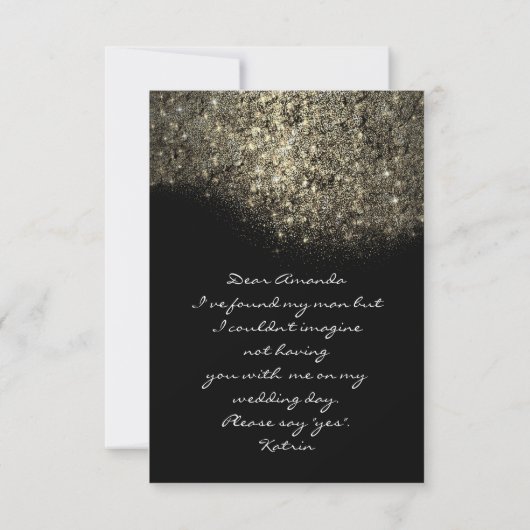 Glitter Black White Confetti Bridesmaid Kaart (Achterkant)