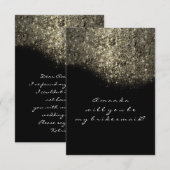 Glitter Black White Confetti Bridesmaid Kaart (Voorkant / Achterkant)