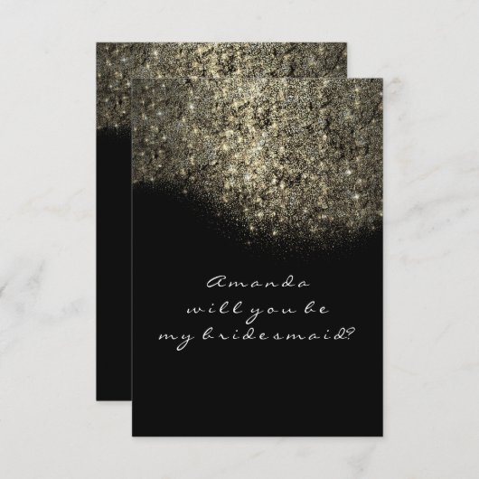 Glitter Black White Confetti Bridesmaid Kaart (Voorkant / Achterkant)