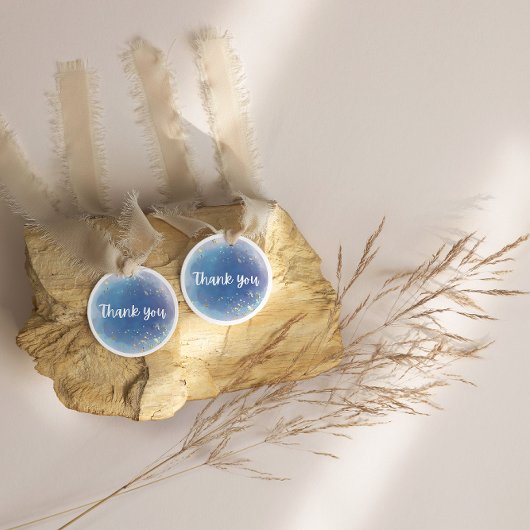 Glitter blauw dank je dromerige bruiloft ronde sticker