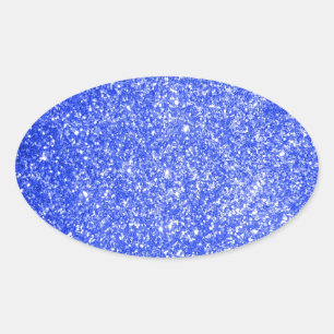 Glitter Blauw Ovale Sticker