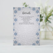 Glitter Blauw Sneeuwvlok winter Bruiloft Details K Informatiekaartje (Staand voorkant)