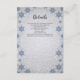 Glitter Blauw Sneeuwvlok winter Bruiloft Details K Informatiekaartje
