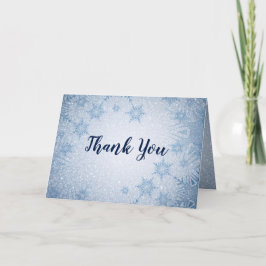 Glitter Blauw Sneeuwvlokken winter bruiloft Dank u Bedankkaart