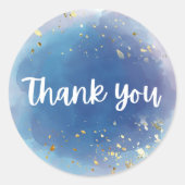 Glitter Blauwe Droom Bruiloft Bedankt Ronde Sticker (Voorkant)