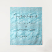 Glitter Blauwe Kristallen Elegante Trouwdag Maatwe Wandkleed (Voorkant)