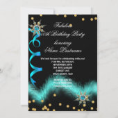 Glitter Blauwgroen Blue High Heels Black Birthday  Kaart (Achterkant)