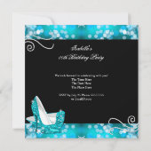 Glitter Blauwgroen Blue High Heels Diamonds Kaart (Achterkant)