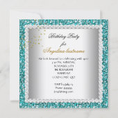 Glitter Blauwgroen Blue High Hiel Shoes Gold Marti Kaart (Achterkant)