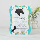 Glitter Blauwgroen Eenhoorn Sweet 16 Verjaardag In Kaart (Staand voorkant)