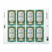 Glitter Blauwgroen Gold Aangepaste etiketten met w (Full Sheet)