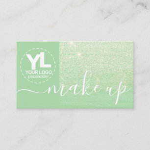 Glitter Blauwgroen Green Glam Bling Logo Sjabloon  Visitekaartje