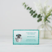 Glitter Blauwgroen Groen Modern Pet Groomer Visitekaartje (Staand voorkant)