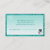 Glitter Blauwgroen Groen Modern Pet Groomer Visitekaartje (Achterkant)