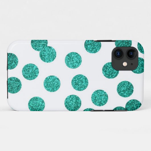Glitter Blauwgroen iPhone Case (Achterkant (horizontaal))