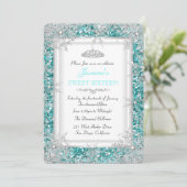 Glitter Blauwgroen Silver Winter Wonderland Sweet  Kaart (Staand voorkant)
