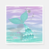 Glitter Blauwgroen Zeemeermin Happy Birthday Naam  Servet (Voorkant)