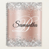 Glitter Bleek Roos Gold Foil Monogram Planner (Voorkant)