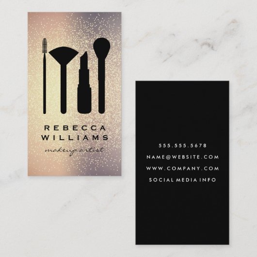 Glitter Blend Background Makeup Set Visitekaartje (Voorkant / Achterkant)