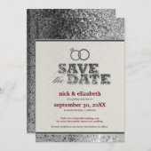 Glitter Bling Save the Date-aankondiging (zilver) Save The Date (Voorkant / Achterkant)