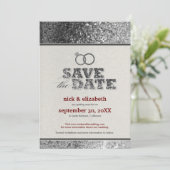 Glitter Bling Save the Date Announcement (zilver) (Staand voorkant)
