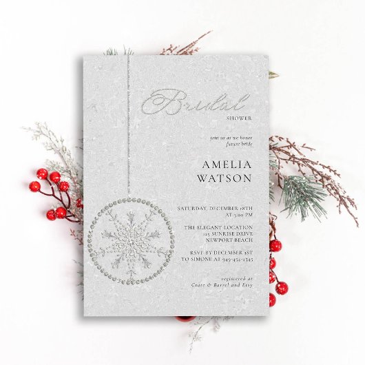 Glitter Bling Sneeuwvlok Wit Winter Vrijgezellenfe Kaart