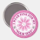 Glitter Bloem Borstkanker Bewustzijnsontwerp Magneet (Voorkant / Achterkant)