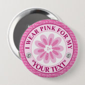 Glitter Bloem Borstkanker Bewustzijnsontwerp Ronde Button 4,0 Cm (Voorkant /achterkant)