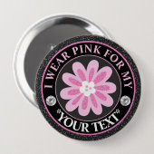 Glitter Bloem Borstkanker Bewustzijnsontwerp Ronde Button 4,0 Cm (Voorkant /achterkant)