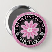 Glitter Bloem Borstkanker Bewustzijnsontwerp Ronde Button 4,0 Cm (Voorkant /achterkant)