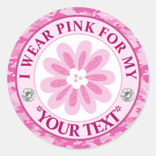 Glitter Bloem Borstkanker Bewustzijnsontwerp Ronde Sticker