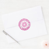 Glitter Bloem Borstkanker Bewustzijnsontwerp Ronde Sticker (Envelop)