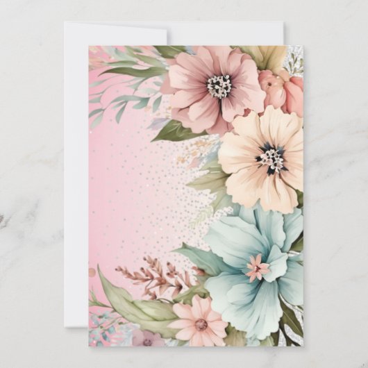 Glitter Bloem Verjaardagsfeestje Kaart (Achterkant)