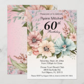 Glitter Bloem Verjaardagsfeestje Kaart (Voorkant / Achterkant)