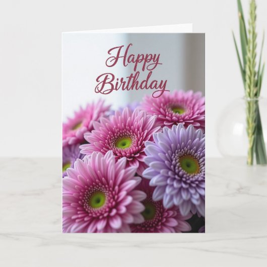 Glitter Bloem Verjaardagskaart Kaart (Voorkant)
