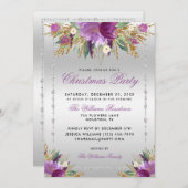 Glitter bloemen, diamant ingelijst kerstfeest in kaart (Voorkant / Achterkant)