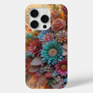 Glitter bloemen iPhone case