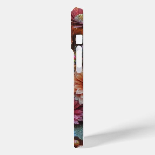 Glitter bloemen iPhone case (Achterkant / Links)